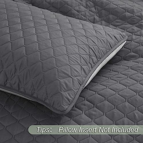 Exclusivo Mezcla Reversible Twin Quilt Set - Grey 68x88