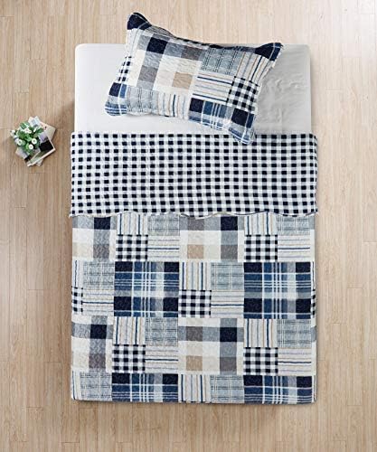 Brilliant Sunshine Plaid Stripe Quilt Set TwinTwin XL 2-Piece