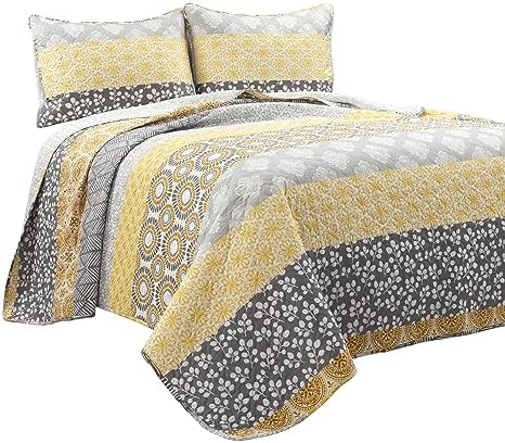 Bohemian Stripe Reversible Cotton Quilt Set King Size