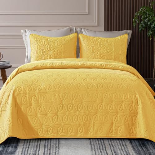 Whale Flotilla Queen Quilt Set with Geometric Star Pattern