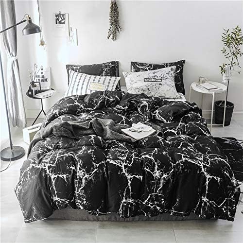 Cottonight Black Marble Comforter Set Queen