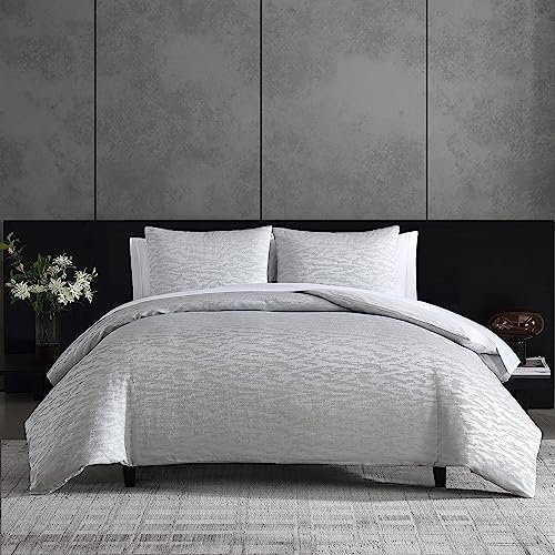 Vera Wang Queen Duvet Cover Set - Illusion Grey