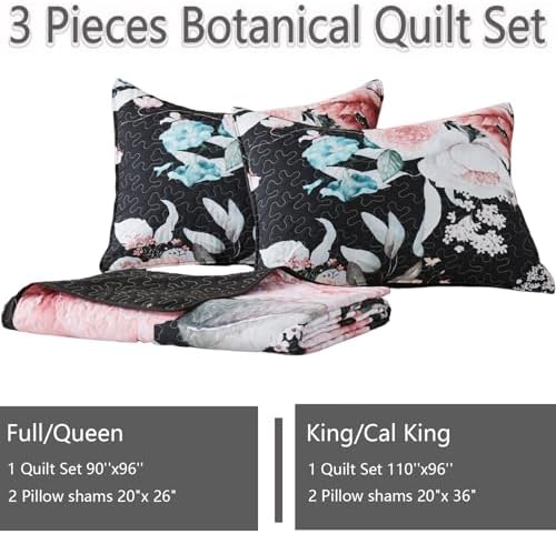 Yogeneg Pink Floral Full Queen Quilt Set