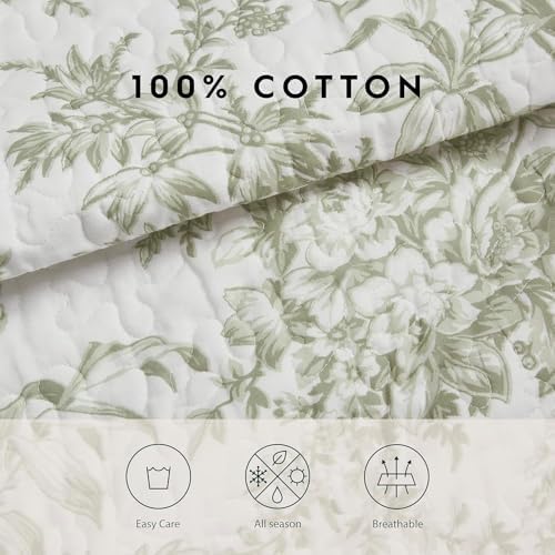 Laura Ashley Twin Quilt Set Reversible Cotton Bedding with Matching Sham