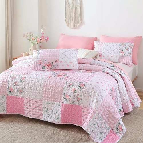 YIKUSH Queen Size Floral Quilt Set 3 Pieces 1