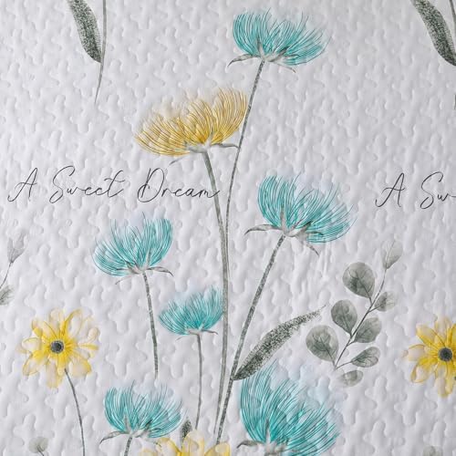 Dinjoy Floral Quilt Set Queen Size 3 Pieces 1