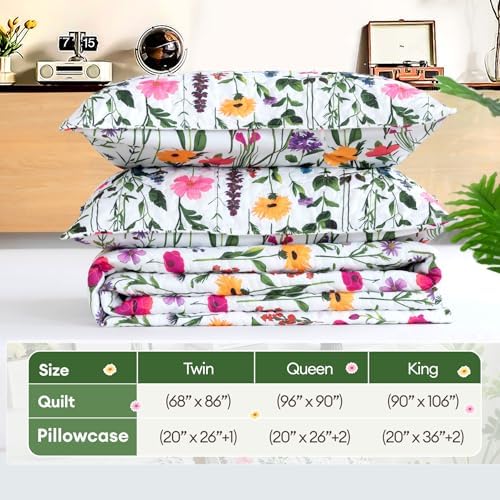 ROMROL Floral Queen Quilt Set 3 pcs Reversible Bedspread