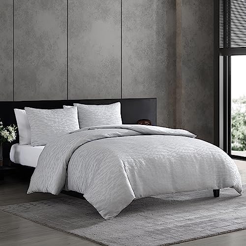 Vera Wang Queen Duvet Cover Set - Illusion Grey