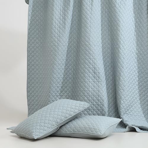 HORIMOTE HOME Quilt Set Twin Size Chambray Blue Cloud Pattern