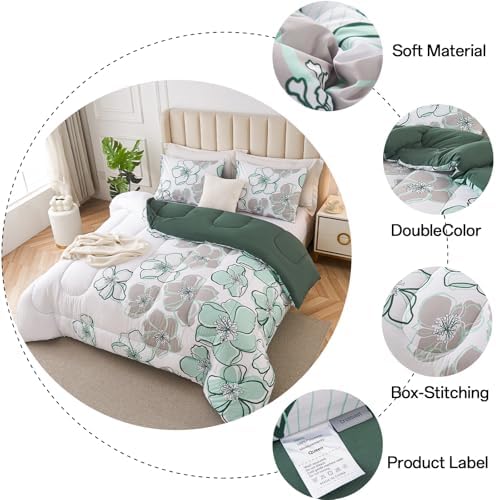 3 Piece Queen Comforter Set with Leaf Pattern 1