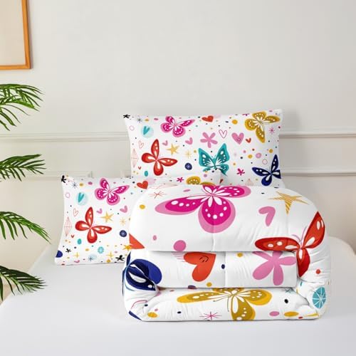 Colorful Butterfly Comforter Set for Girls