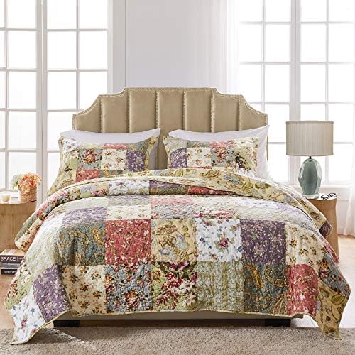 Greenland Home Blooming Prairie Cotton Patchwork Reversible Quilt Set Twin XL