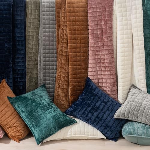 RECYCO Luxury Velvet Quilt Set King Size Cream White