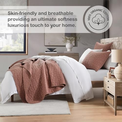 HORIMOTE HOME Queen 100 Cotton Quilt Set with Cobblestone Pattern