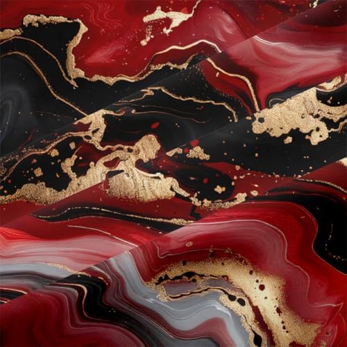 Red Black Marble Comforter Set King Size