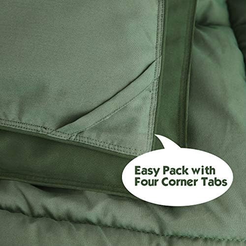 HIG 3pc Green Queen Comforter Set - Reversible Down Alternative Breathable Soft Fluffy