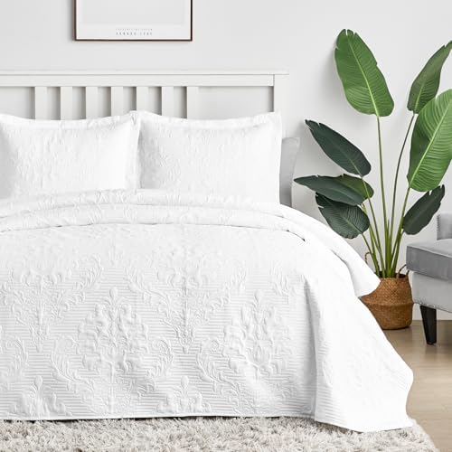 Hansleep White Quilt Twin Set - Damask All Season Bedspread