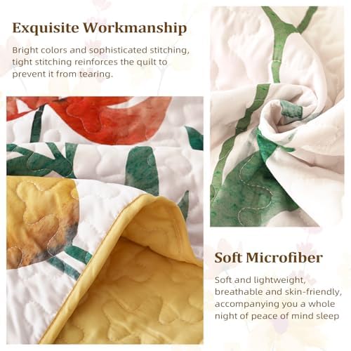 Anibedding Yellow Floral Quilt Set King Size