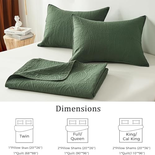 Akkialla Twin Quilt Bedding Set Olive Green Coin Pattern
