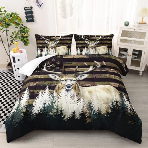 Ntlfup Deer Comforter Set for Boys Kids Teens