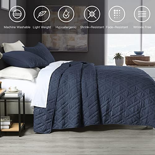 HORIMOTE HOME King Size Quilt Set Navy Blue 1