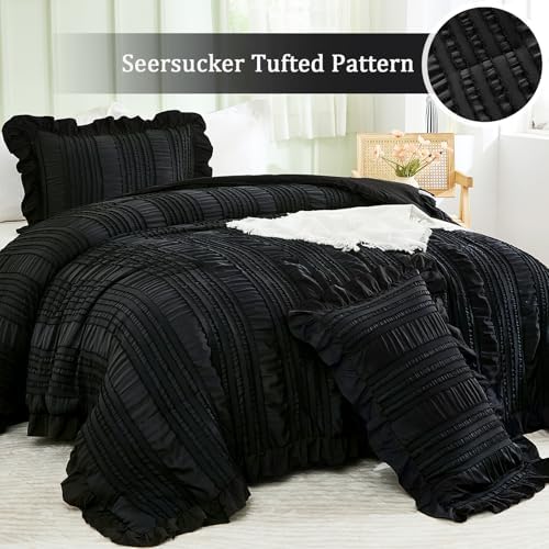 WONGS BEDDING Seersucker Ruffle Comforter Set