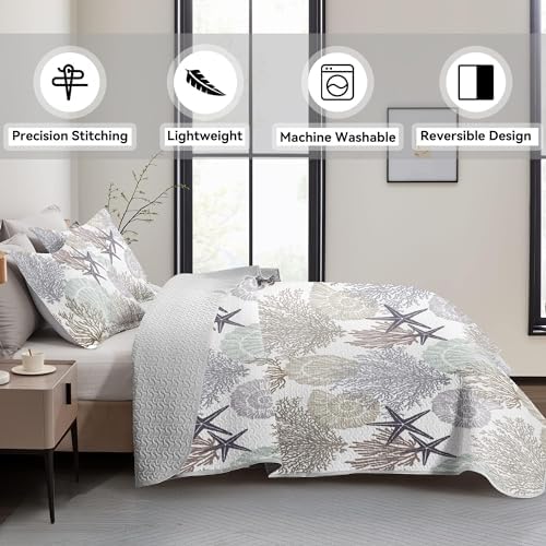 Tritard 3 Piece Coastal Quilt Set King Size