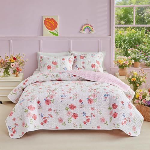 Joyreap 2-Piece Floral Cotton Quilt Set Twin Size