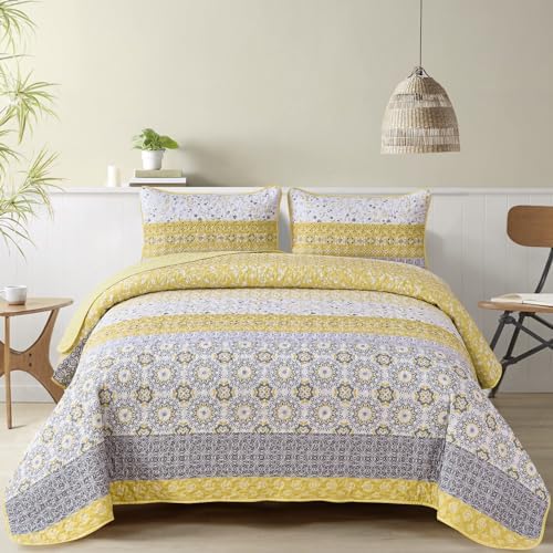 Wongs Boho Yellow Quilt Set King with Pillowcases