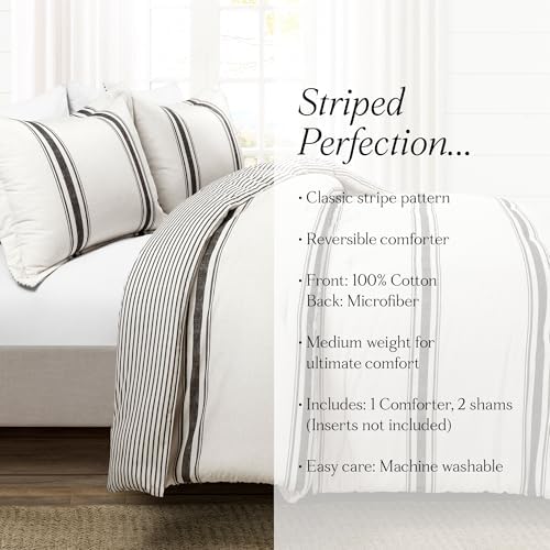 Lush Decor Farmhouse Stripe Reversible Comforter Set