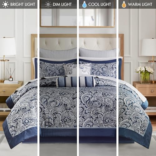 Madison Park Aubrey Cozy Comforter Set Queen Navy 12 Piece 1