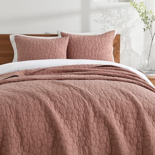 HORIMOTE HOME Queen 100 Cotton Quilt Set with Cobblestone Pattern