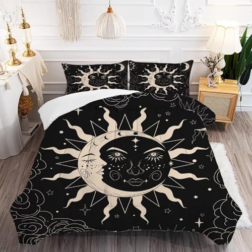 Kxry Sun Moon Comforter Set for Kids Girls