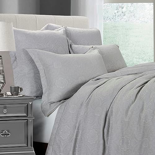 HiEnd Accents Matelass Super King Duvet Set 3 Piece Gray Medallion Pattern