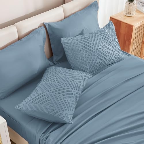 Andency King Size Comforter Set 7 Pieces Grayish Blue 1