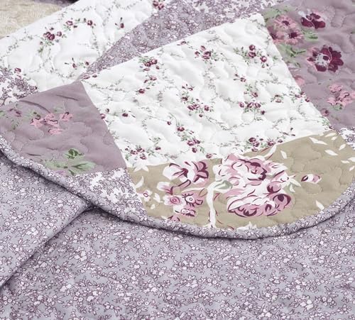 Brilliant Sunshine Lilac Rose Quilt Set 2-Piece