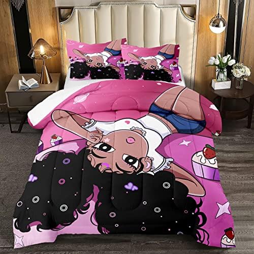 Black Girl Comforter Set with 2 Pillowcases