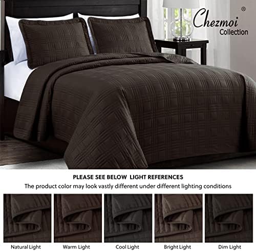 Chezmoi Collection Kingston Queen Size Bedspread Set 3-Piece