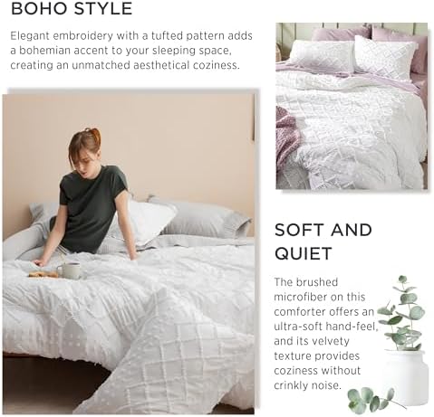 Bedsure California King Comforter Set - Olive Green Fluffy Soft Boho Tufted