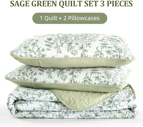 WONGS BDEEING California King Quilt Set Sage Green