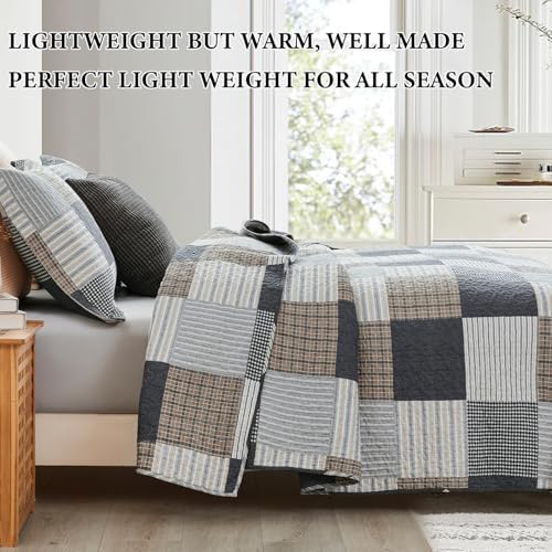 Y-PLWOMEN Plaid Twin Quilt Set 2-Pieces
