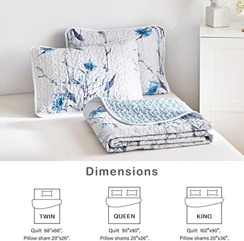 Flysheep Botanical Quilt Set 3 Pieces Queen Size
