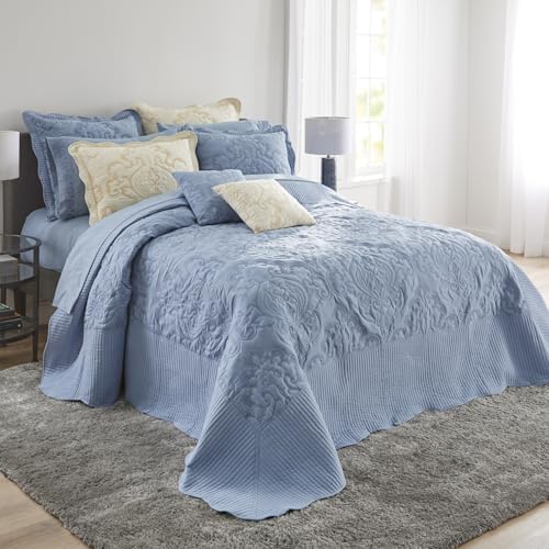 BrylaneHome Ultra Soft Queen Bedspread - Ivory Navy