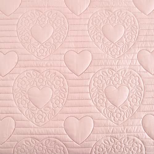 Auemtyn Light Pink Heart Pattern Quilt Set 2 Pieces 1