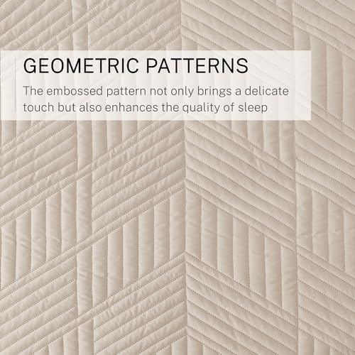 Exclusivo Mezcla Ultrasonic Quilt Set Twin Size Soft Modern Geometric Bedding