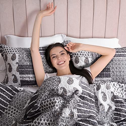 LEAONME King Size Quilt Set 3 Piece Reversible Bedding
