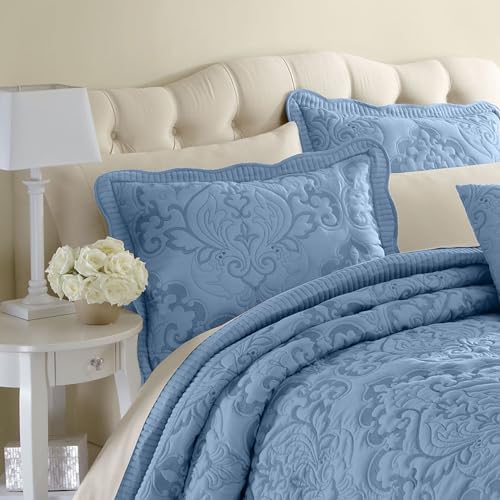 BrylaneHome Ultra Soft Queen Bedspread - Ivory Navy