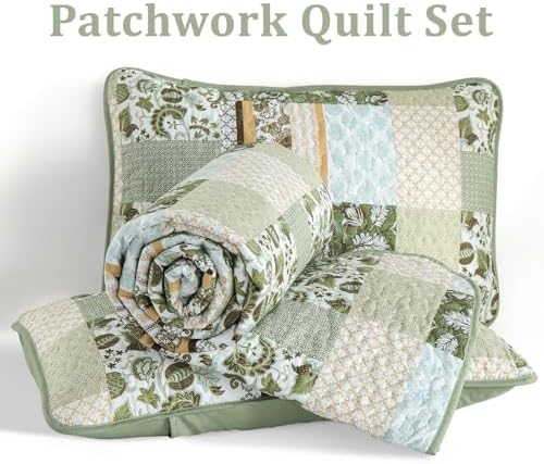 WONGS BEDDING 3-Piece Queen Quilt Set Green Plaid