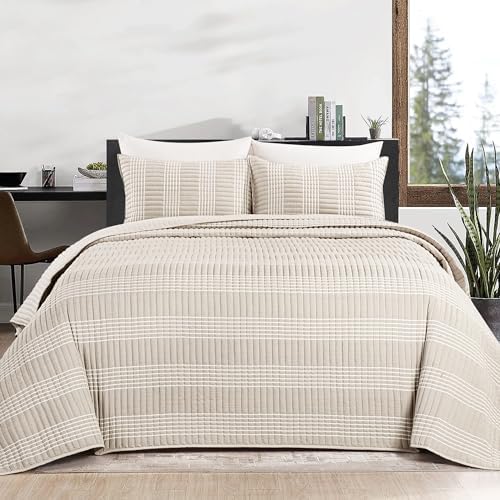HOMBYS 128x120 Seersucker Patchwork Quilt Set