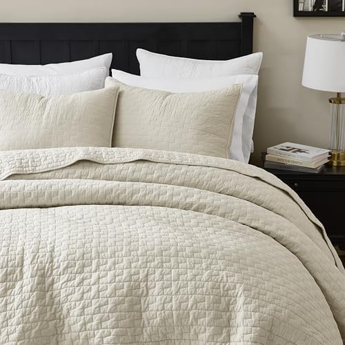 Palassio Beige Cotton Quilt Set - King Size with 2 Pillow Shams